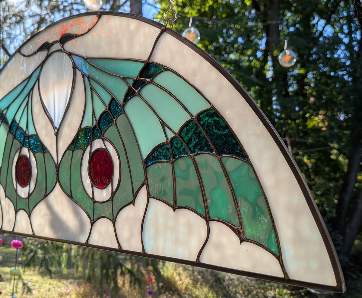 Demilune Window - Galle Moth Robin's Egg Blue and White