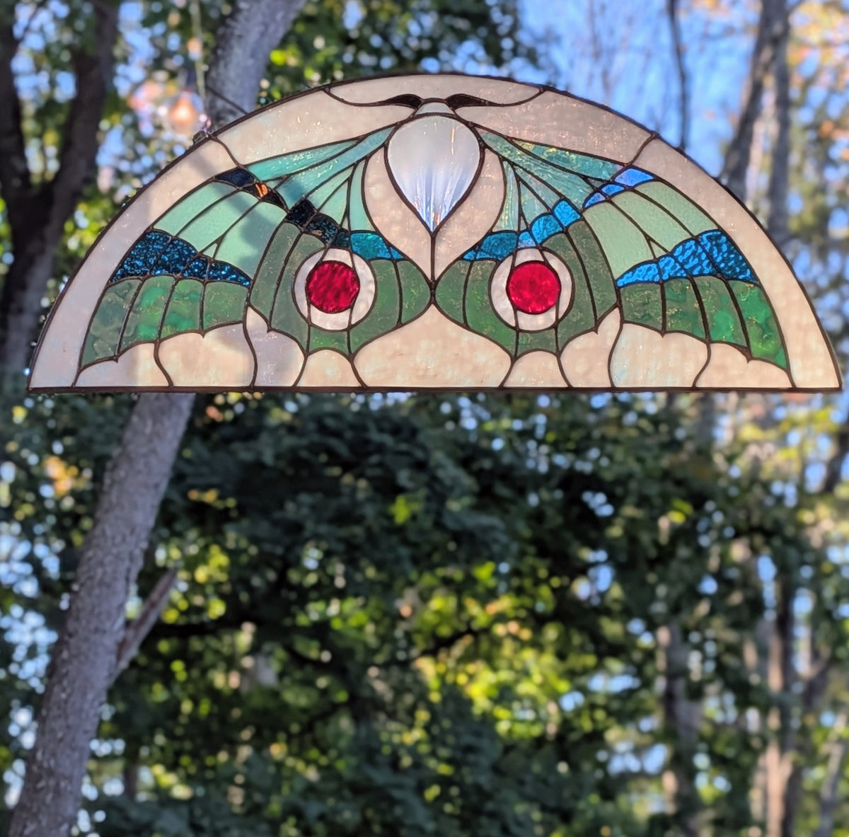 Demilune Window - Galle Moth Robin's Egg Blue and White